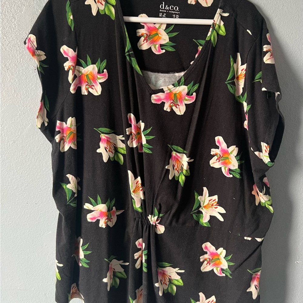 D&Co Black Floral Women's Blouse
